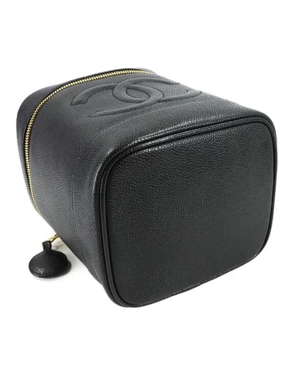 Chanel Vanity Hand Bag Caviar Leather Black CC Logo Gold - Picture 4 of 10